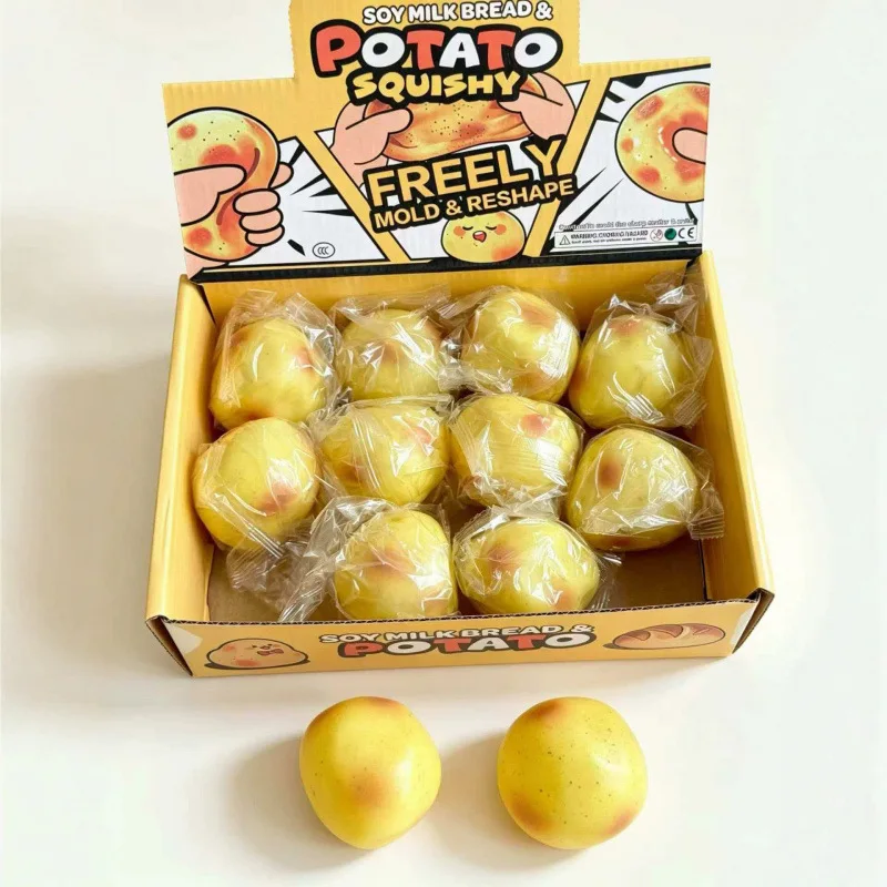 Soft Handmade Crispy Potato Stress Ball Fidget Toy Crunchy Squeeze Ball Round Blocks Filled Asmr Anti Stress Toys For Adults