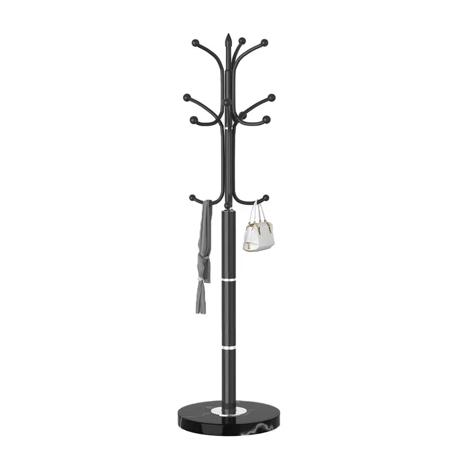 

Coat Rack Freestanding, Sturdy Coat Rack Stand with Natural Marble Base, Modern Black Coat Racks Tree Hats Hanger Holder Stand f
