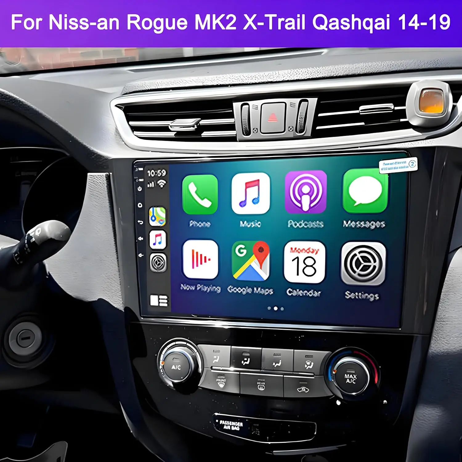 

Double Din 2+32G 10Inch for Car-play Car Stereo Radio Compatible for Rogue MK2 X-Trail Qashqai 2014-2019 Android 13 Automobiles