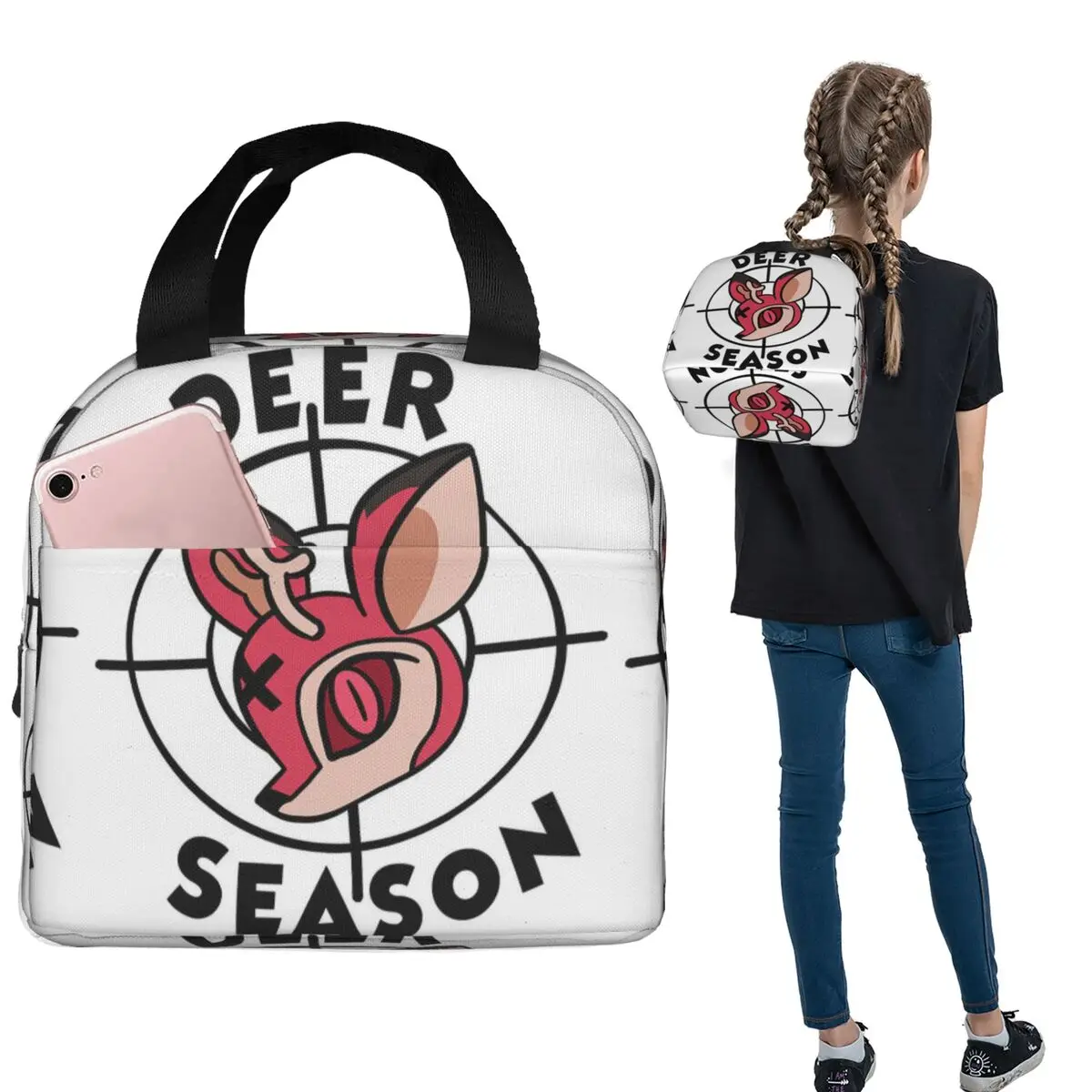 

Alastor Deer Season Insulated Lunch Bag for Women Kids Leakproof Food Boxes Thermal Lunch Box Tote