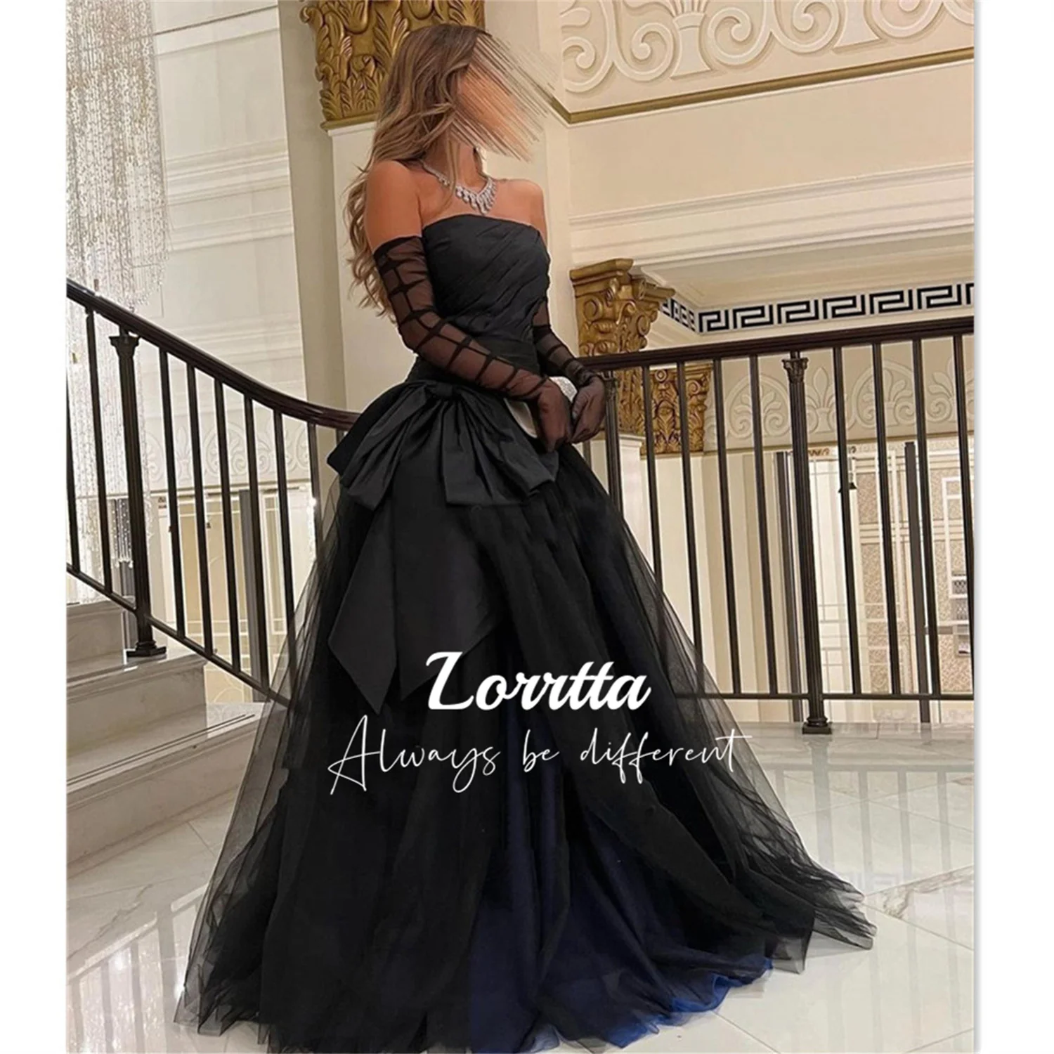 Lorrtta-vestido de tul con corte en A para mujer, vestido de princesa sin tirantes de Arabia Saudita, largo de noche, elegante, de lujo,