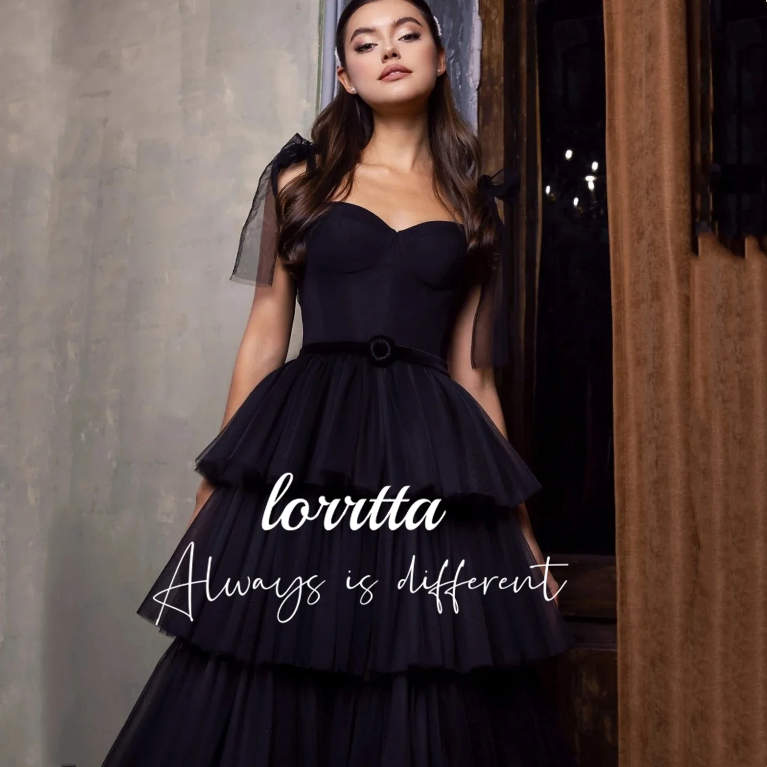 

Lorrtta Black Layered Puffy Sweetheart Neckline Sleeveless Floor-length Sling Vestido De Noche Vestidos Para Mujer 2023 Gala