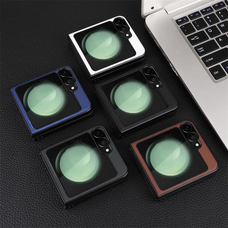 

Light weight and fashionable fiber Leather Back For Samsung Galaxy Z Flip 7 FE Z Flip 6 5G Case Hard Folding Protective Cover