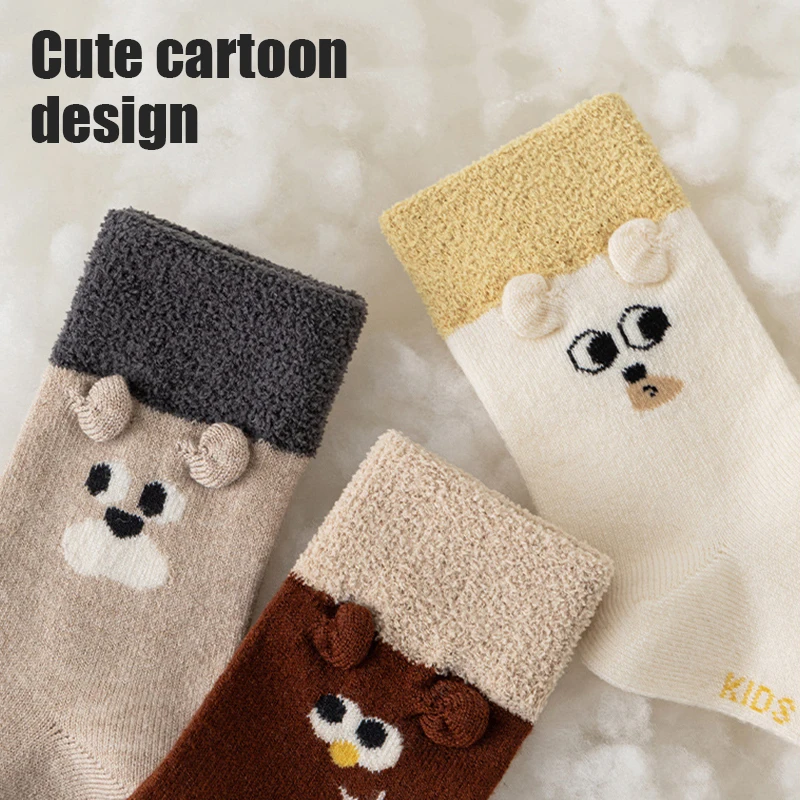 3/5 Pairs Soft Cotton Baby Socks Mid Calf Knitted Comfort Socks for Infant Winter Wear Warm Toddler Socks for Boys Girls