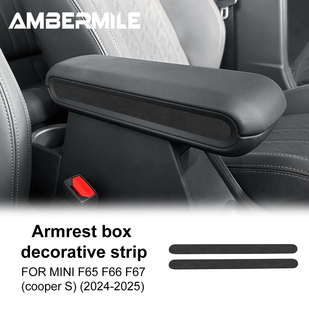 Car Armrest Box Side Stripe Sticker for Mini Cooper S F65 F66 F67 2024 2025 Interior Trim Accessories Flannel Suede Decoration