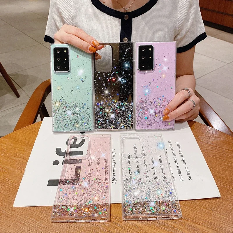 Luxury Bling Glitter Phone Case For Realme C21Y C31 C35 C30 C25 C25Y C15 C17 C12 C11 9i 8i A15 A16 Star Clear Soft Cover for C21