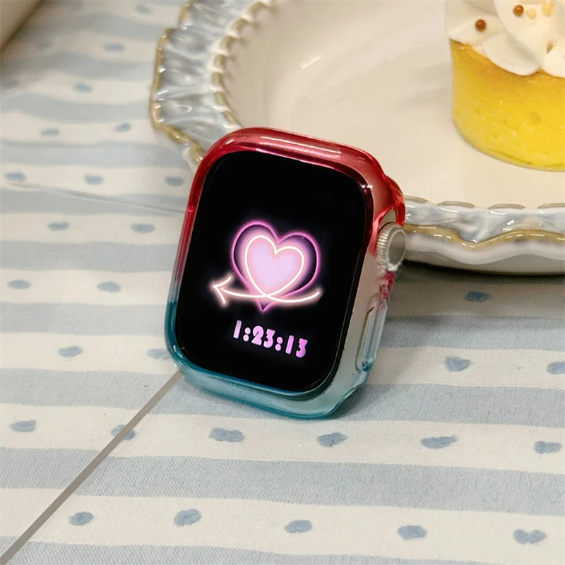 Y2k Clear Candy Color Gradual Change Case Cover dla Apple Watch Case 49 mm 45 40 41 44 Bumper Protective dla iWatch 9 8 7 6 5 SE