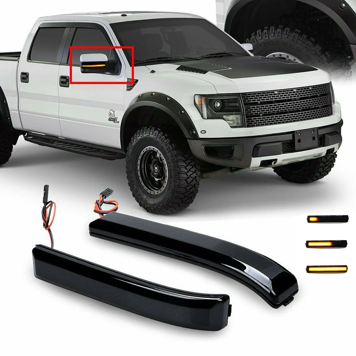 Car LED Dynamic Turn Signal Light Rearview Side Mirror Lamp for Ford F-Series F-150 F150 2009-2014 SVT Raptor Accessories