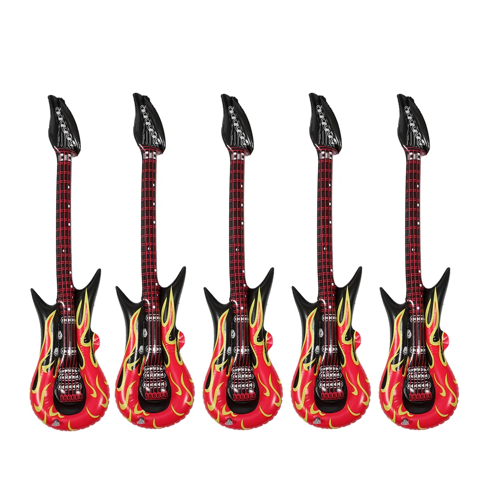 5 Pcs Guitar Toy Inflatable Instruments Party Props with Strap Decorations Parent-child