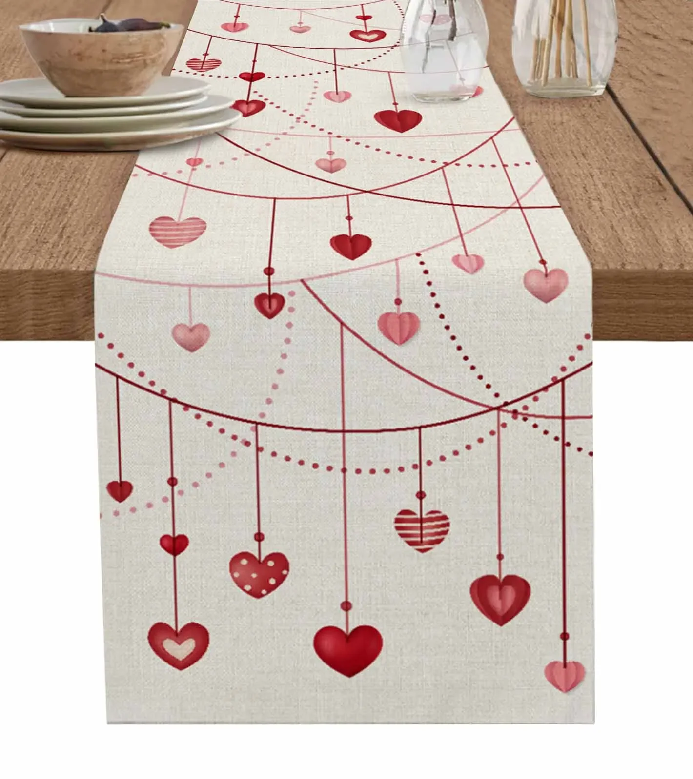 Valentine'S Day Love Table Runner Wedding Dining Table Decoration Table Runner Holiday Dining Tablecloth