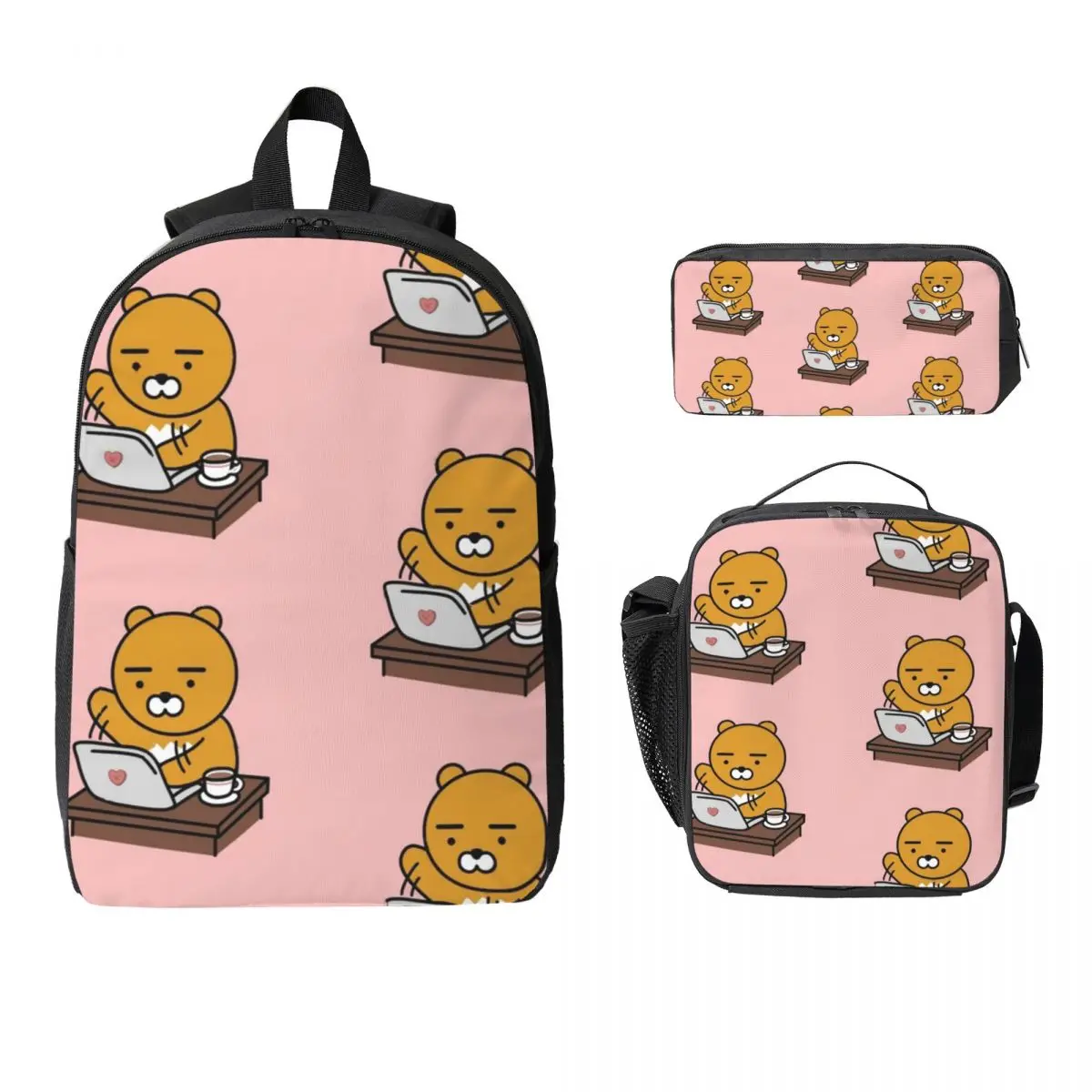 

Рюкзак Райана Какао, студенческая сумка для книг для мальчиков и девочек, школьная сумка, компьютерные сумки на плечо, 3 шт., изолированная сумка для обеда, пенал