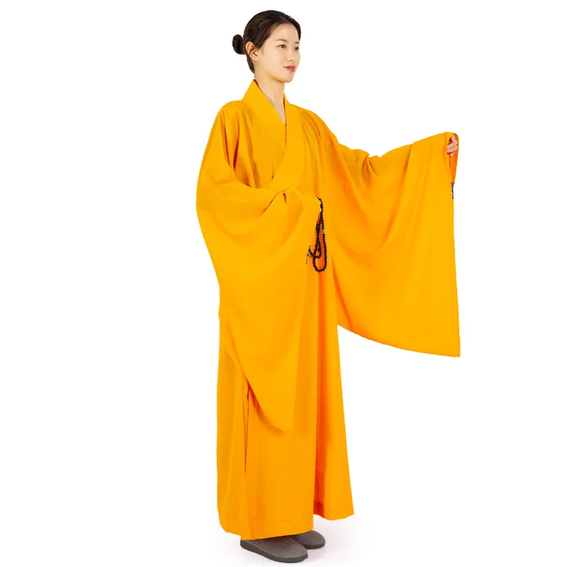 Traditional Chinese Robe Linen Monks Long Gown for Buddhism Haiqing Adults Meditation Clothes Buddhist Monk Clothing