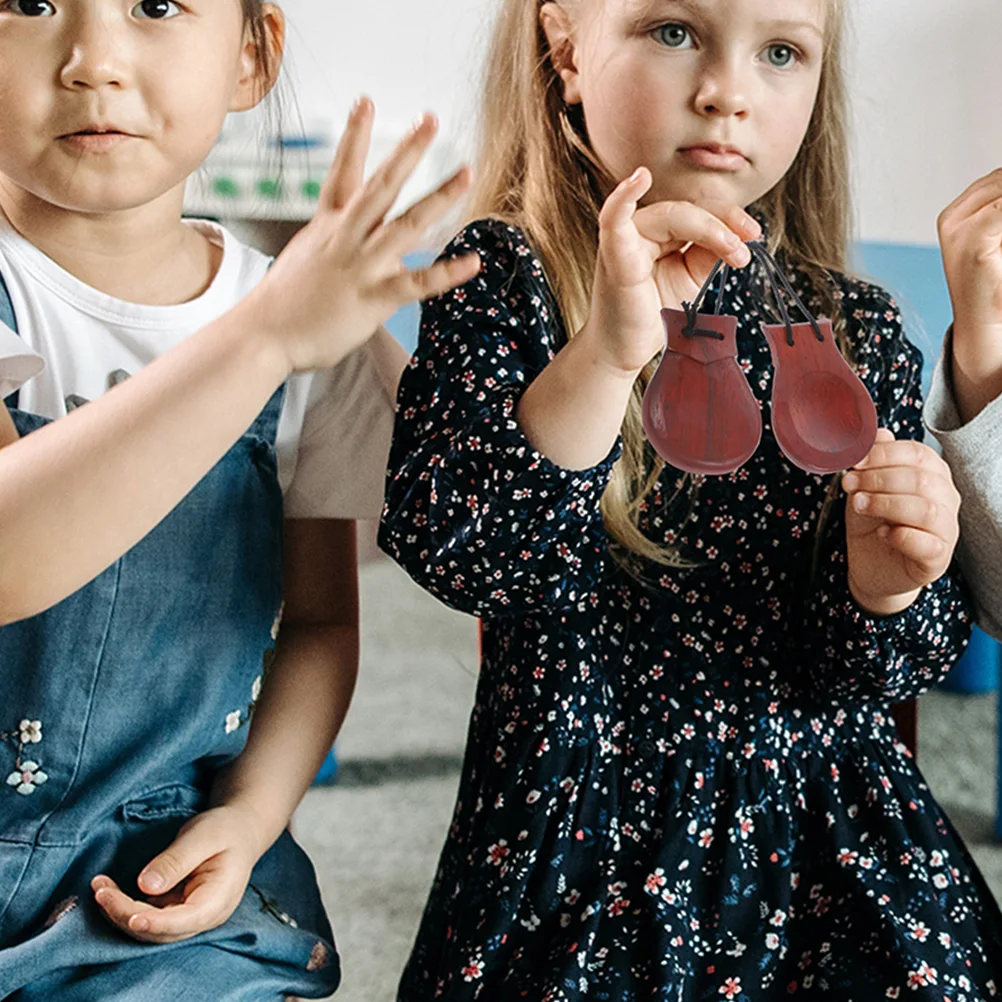 

2pcs Wooden Castanets Spanish Hard Pear Wood Ergonomic Recording Home Outdoor Parties Percussion