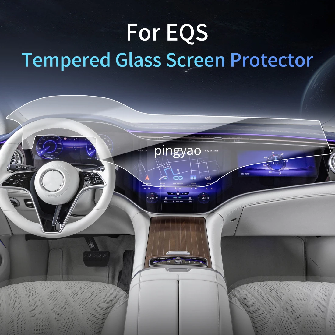 

Защитная пленка из закаленного стекла для навигационного дисплея автомобиля, для Mercedes-Benz EQS 26