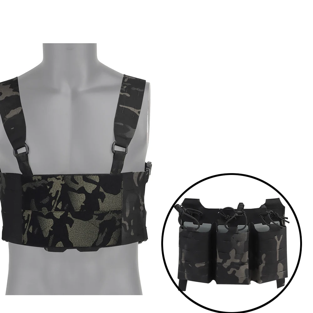 Tactical FCPC Chest Rig Triple Magazine Pouch Mini Harness Ferro Style H Harness Wide Version 5.56 M4 With G-hook 500D Nylon