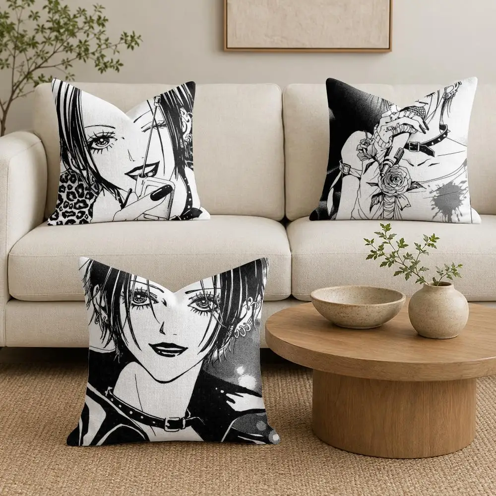 N-Nana Osaki Komatsu Iconic Cushion Cover Organic Natural Linen Pillowcase with Double Sided Print for Sofa Home Decor Gift