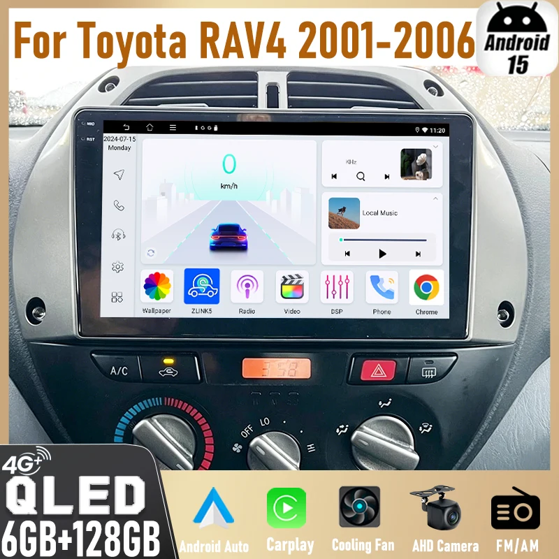 

Carplay For Toyota RAV4 2001-2006 Wireless Android 15.0 GPS Radio Stereo with WiFi Camera Support Carplay/Android Auto