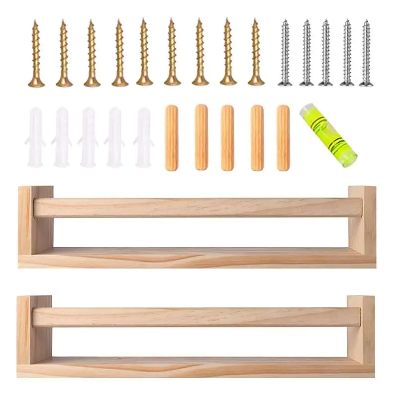 

Деревянная настенная книжная полка, органайзер для приправ, деревянный держатель для приправ, 2 шт., полки для хранения игрушек для кухни, спальни, декор