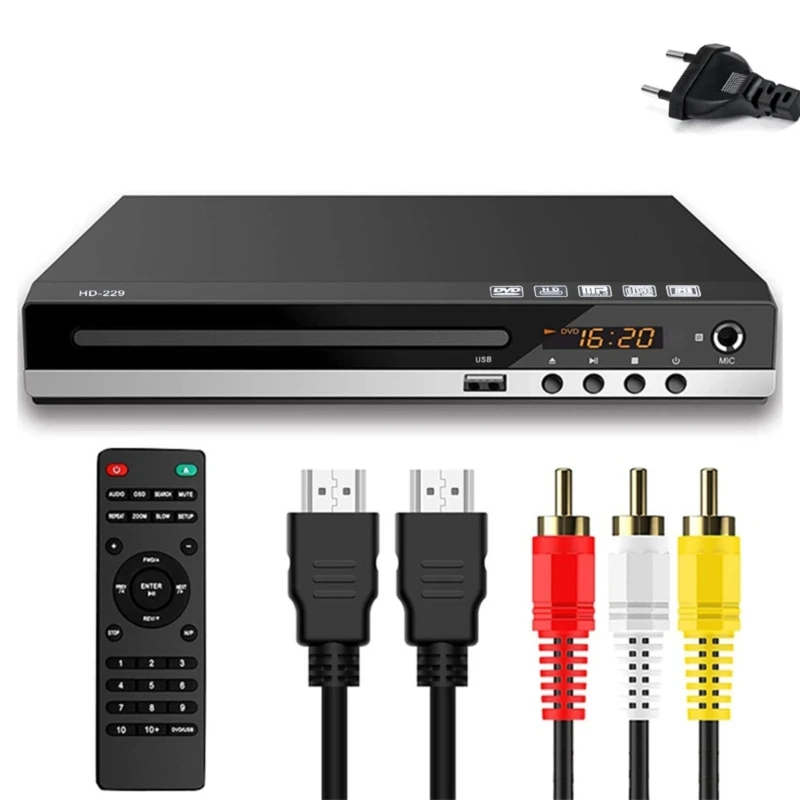 

DVD Player for TV with AV-output, Home SVCD Player All Region Free CD-RW Player for Home Stereo System Built-in MIC-port