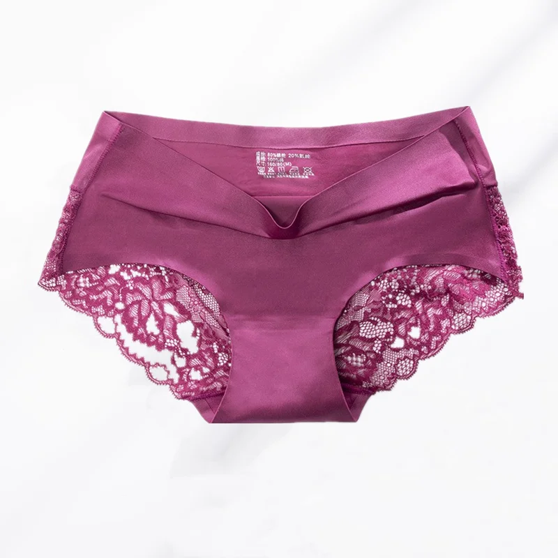 Bragas de encaje sin costuras para mujer, ropa interior Sexy, calzoncillos de hielo, suaves, elásticos, calados, cómodos, deportivos, 3 uds./Set