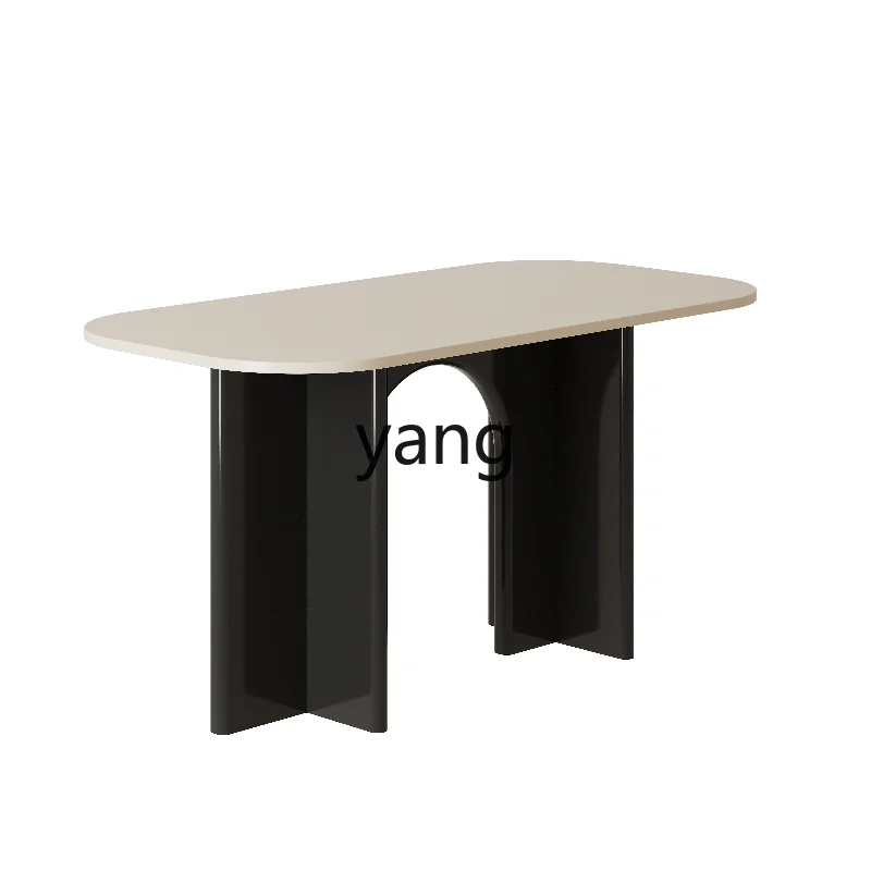 

LH French Cream Style Black and White Dining Table Modern Simple and Light Luxury Household Eating Table