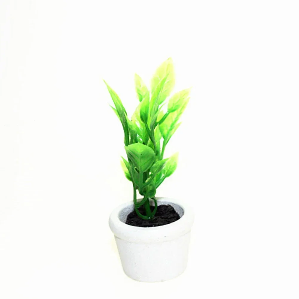 1/12 Doll House Miniature Plastic Potted Plants Simulation Green Plants Model Toys for Mini Decoration Dollhouse Accessories