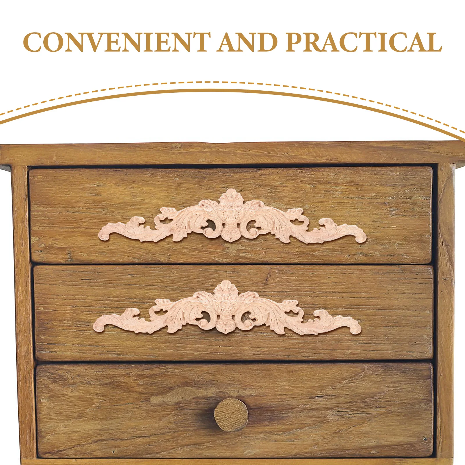

2Pcs Wooden Carved Applique Onlay European Floral Design for Furniture Decorative Trim Bed Headboard Cabinet Corner Solid Wood