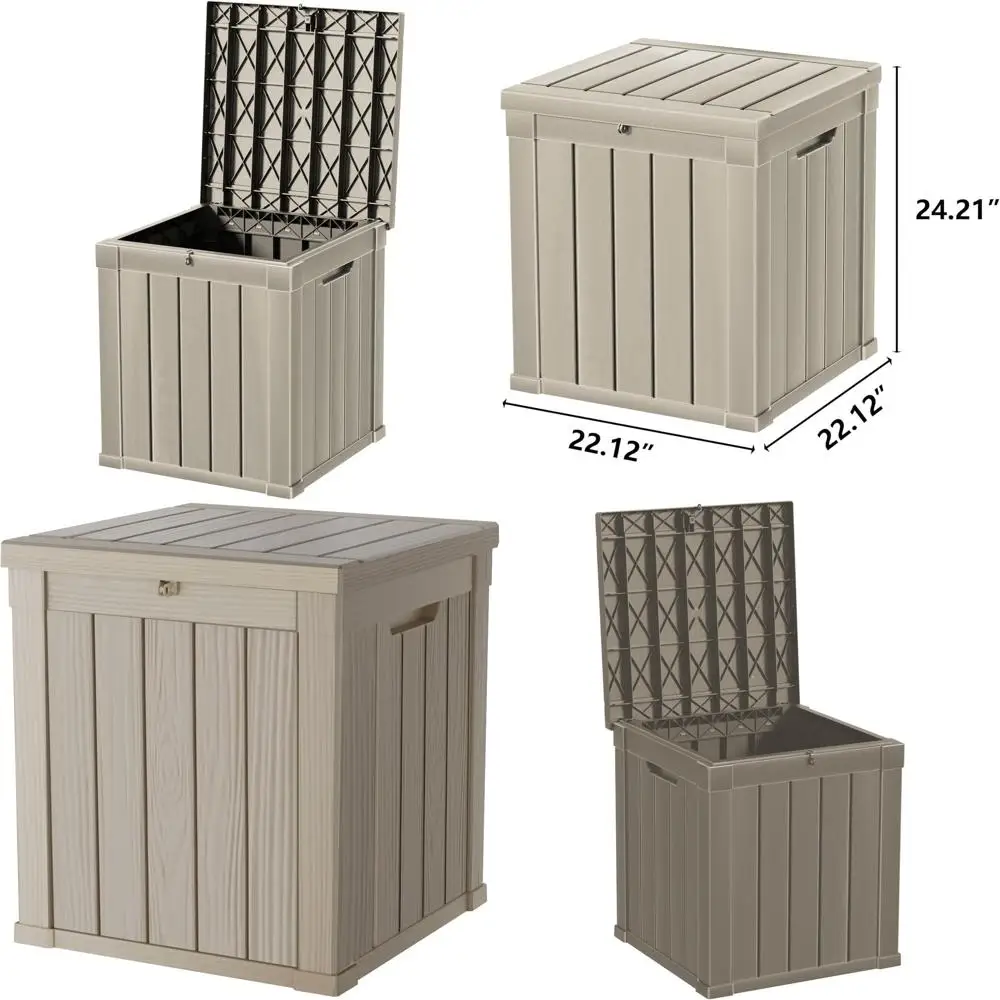 

Ящик для хранения из полимерной смолы на 50 галлонов, всепогодный, для улицы и дома, с замком и ручкой - идеально подходит для садового и бассейнового инвентаря, устойчив к УФ-излучению