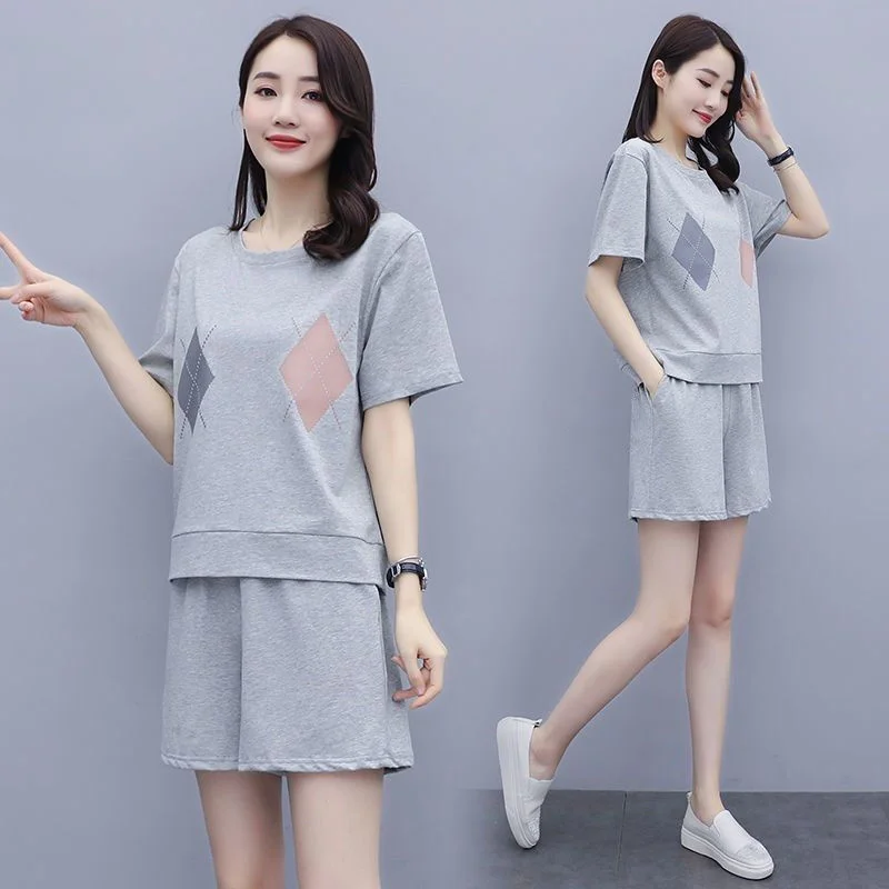 Women\'s Slim Suit Crop Top Shorts Two Piece Set 2022 Summer New Korean Plus Size Clothing Casual Loose Fashion Outfits For Women