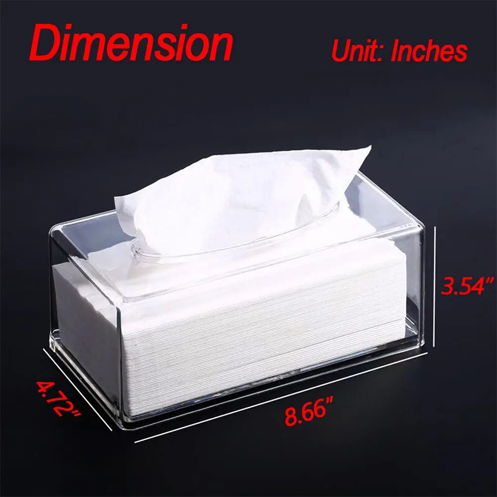 Square Clear Acrylic Tissue Box, Box Covers Rectangular, Bathroom Facial Napkin Box Holders, Table Clear Dryer Sheet Dispenser