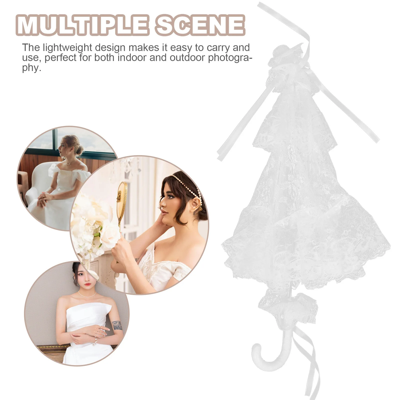 Guarda-chuva de noiva de renda leve branco guarda-sol para festa de casamento decoração fotografia adereços noiva vintage