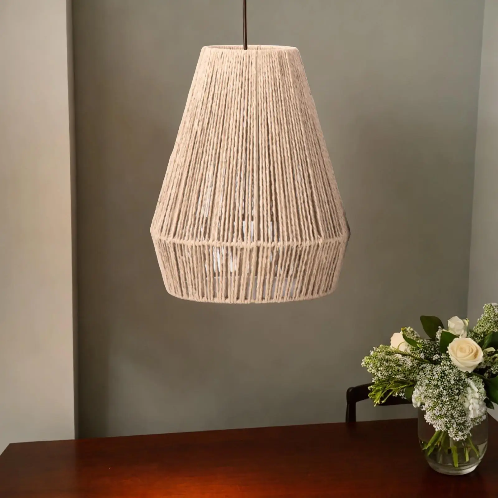 

Light Shade Chandelier Cover Weave Rope Lampshade for Teahouse Cafe Hallway