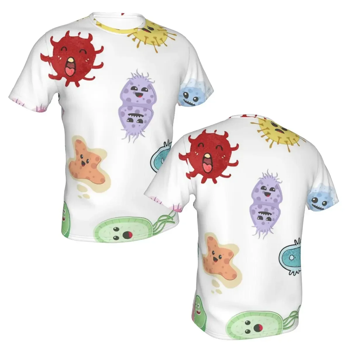 polyester Cute Microbes Bacteria Virus Ecoli Micro Biology T-Shirt Men's Funny T Shirt Men O-Neck Summer Shirts Tops