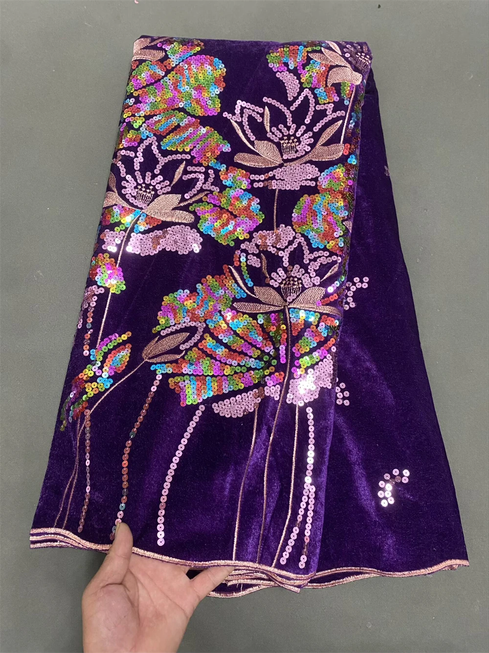 Velvet Lace With Sequins Embroidery Luxury African Lace Velvet Fabrics for Wedding, Party Dresses - Elegant & Durable