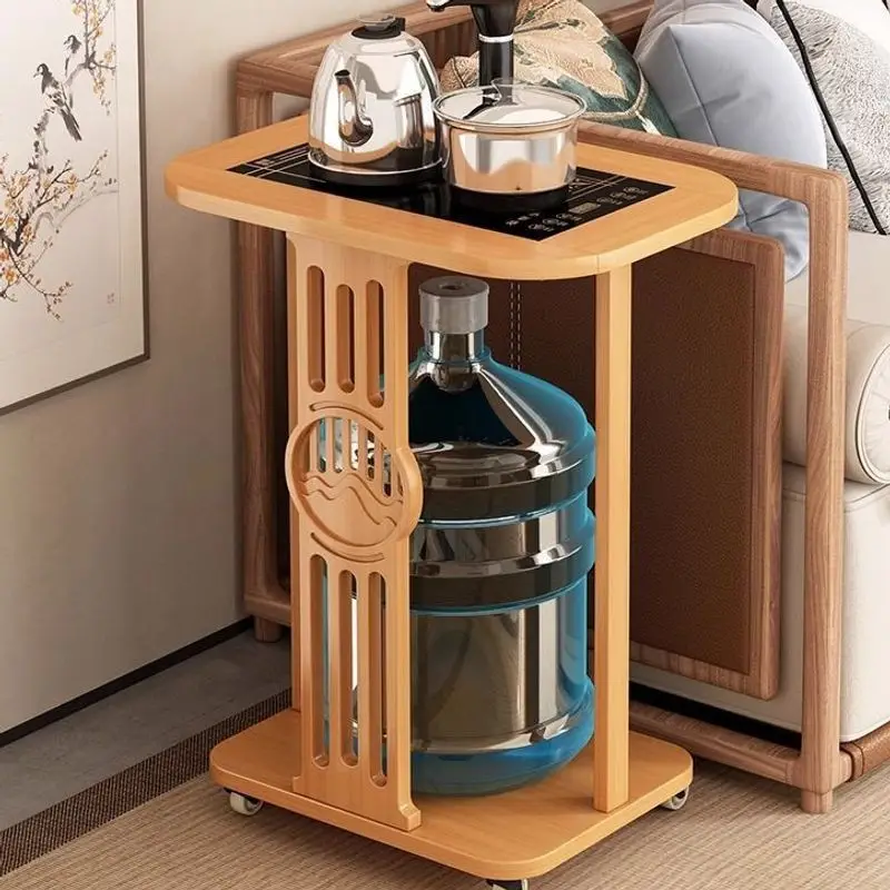 

Мобильный небольшой кофейный столик, приставной шкафчик, столик для приготовления чая, домашняя чайная тележка, стеллаж, чайник, встроенный офисный бар