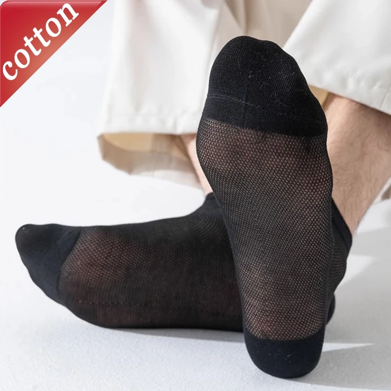 

5 Pairs Men's Ankle Socks Set Cotton Socks Summer Breath Comfort Sports Mesh Socks Wholesale Oversize Japanese Harajuku Funny