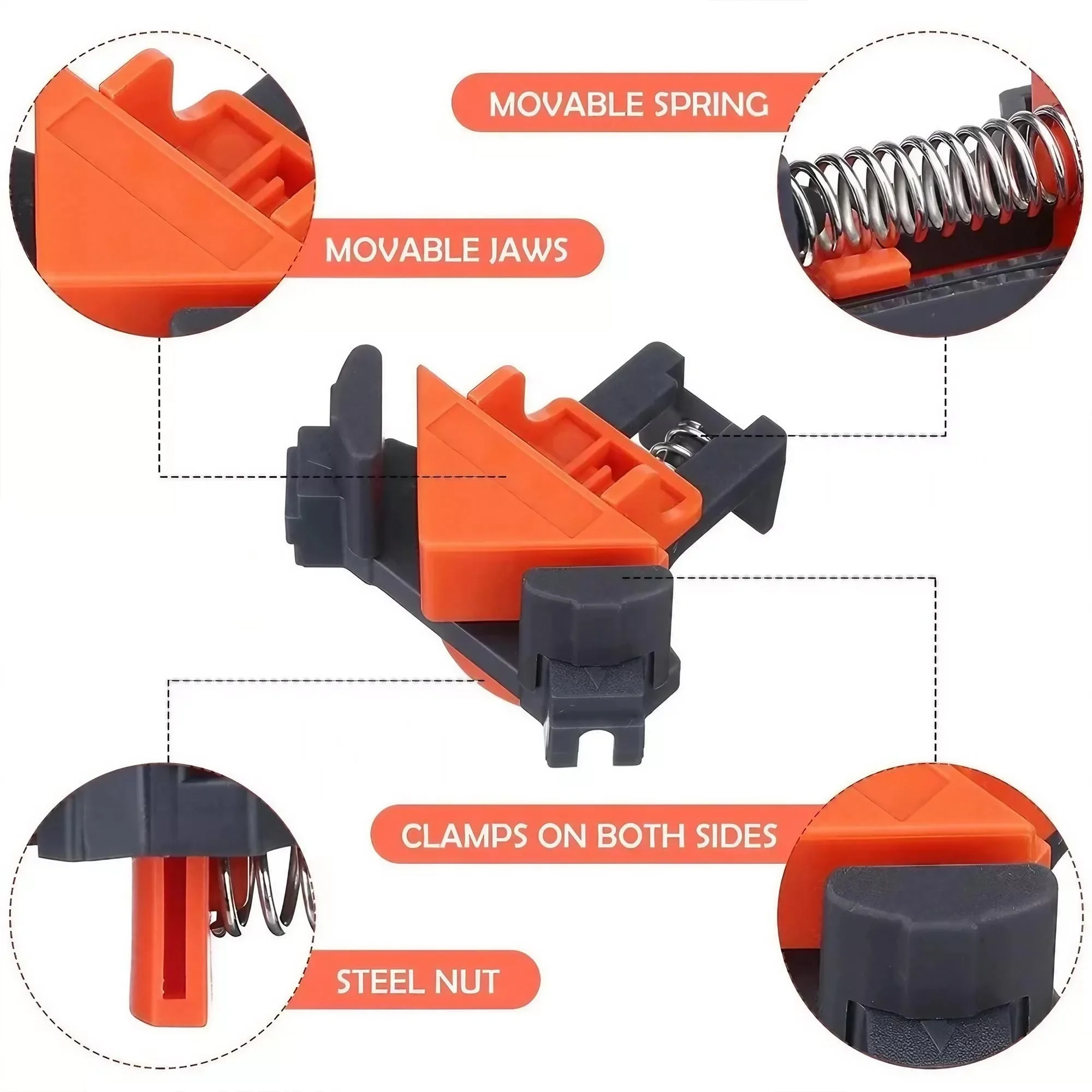 Premium Woodworking Carpentry 90 Degree Right Angle Corner Clamp Kit for Cabinet Assembly Photo Frame Furniture Repair Adjustable Precision Positioning Fixture Heavy Duty Aluminum Wood Holder Hardware Tool Set - view 4