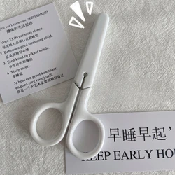 Japanese Simple White Mini Scissors with Lid Plain Minimalism Portable Pocket Stainless Steel Scissor Office Tape Paper Cutter