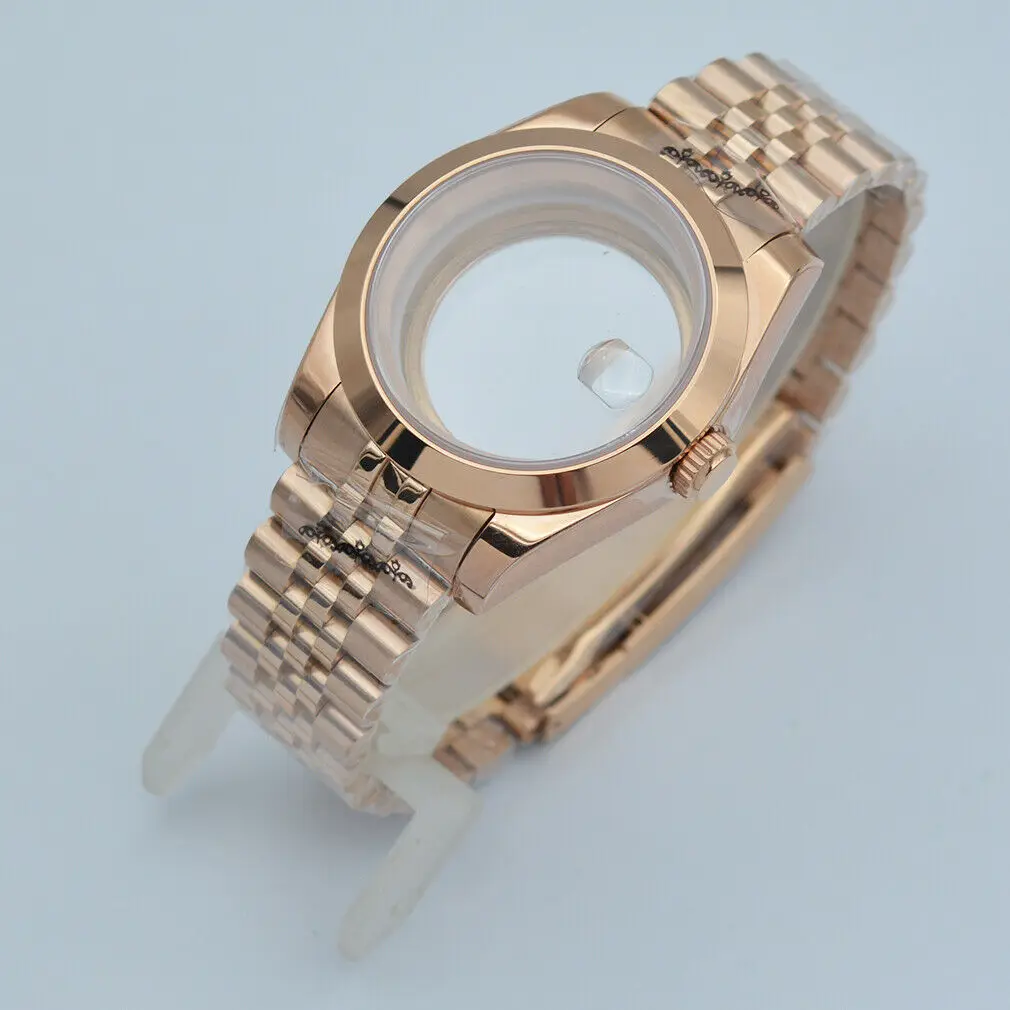 

36mm / 39mm Rose Gold Watch case fit NH35 NH36 PT5000 ETA2824 2836 Miyota 8205 8215 Movement jubilee strap