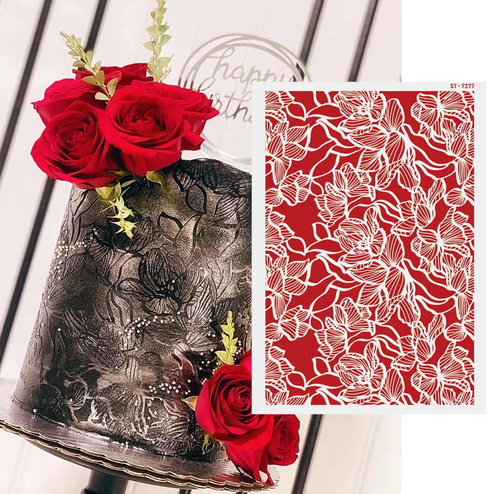 Flower Pattern Cake Stencil Wedding Cake Lace Side Plastic Stencil Cake Side Lace Stencil DIY Drawing Shape Cake Decorating Tool