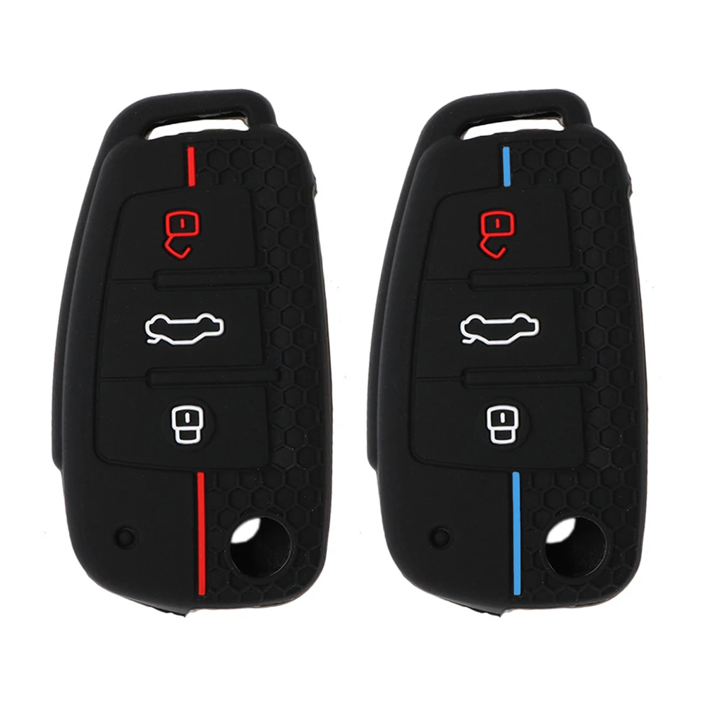 Silicone Car Key Cases Cover Fob For Audi A1 A3 A6 C5 C6 Q3 Q2 Q7 TT TTS R8 S3 S6 RS3 RS6 A4 Accessories Keychain Portachiavi