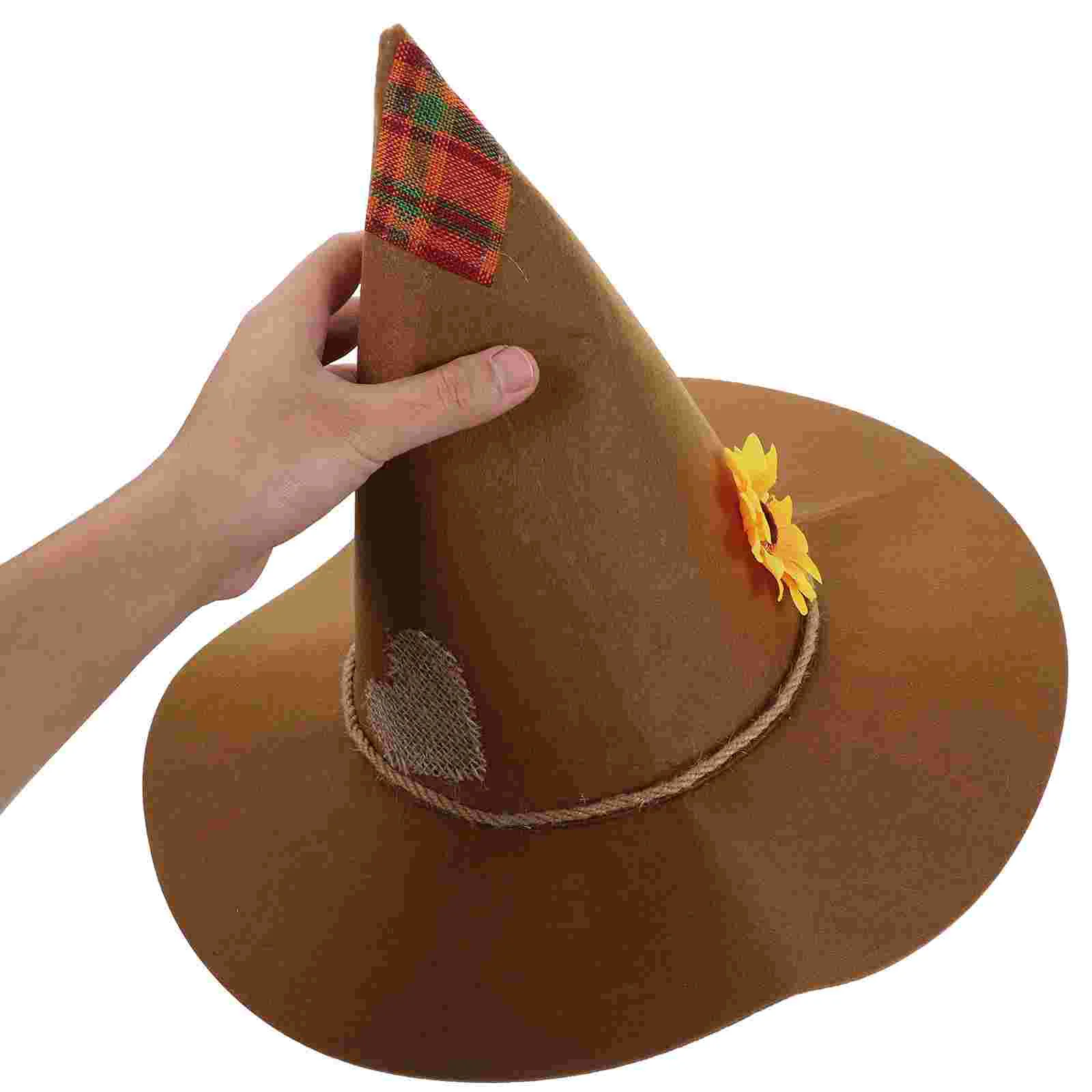 Chapeau de sorcière en feutre, tournesol, épouvantail, couvre-chef, nouveauté, accessoire de Costume pour adultes, chapellerie décorative d'halloween, magicien pour femmes et hommes