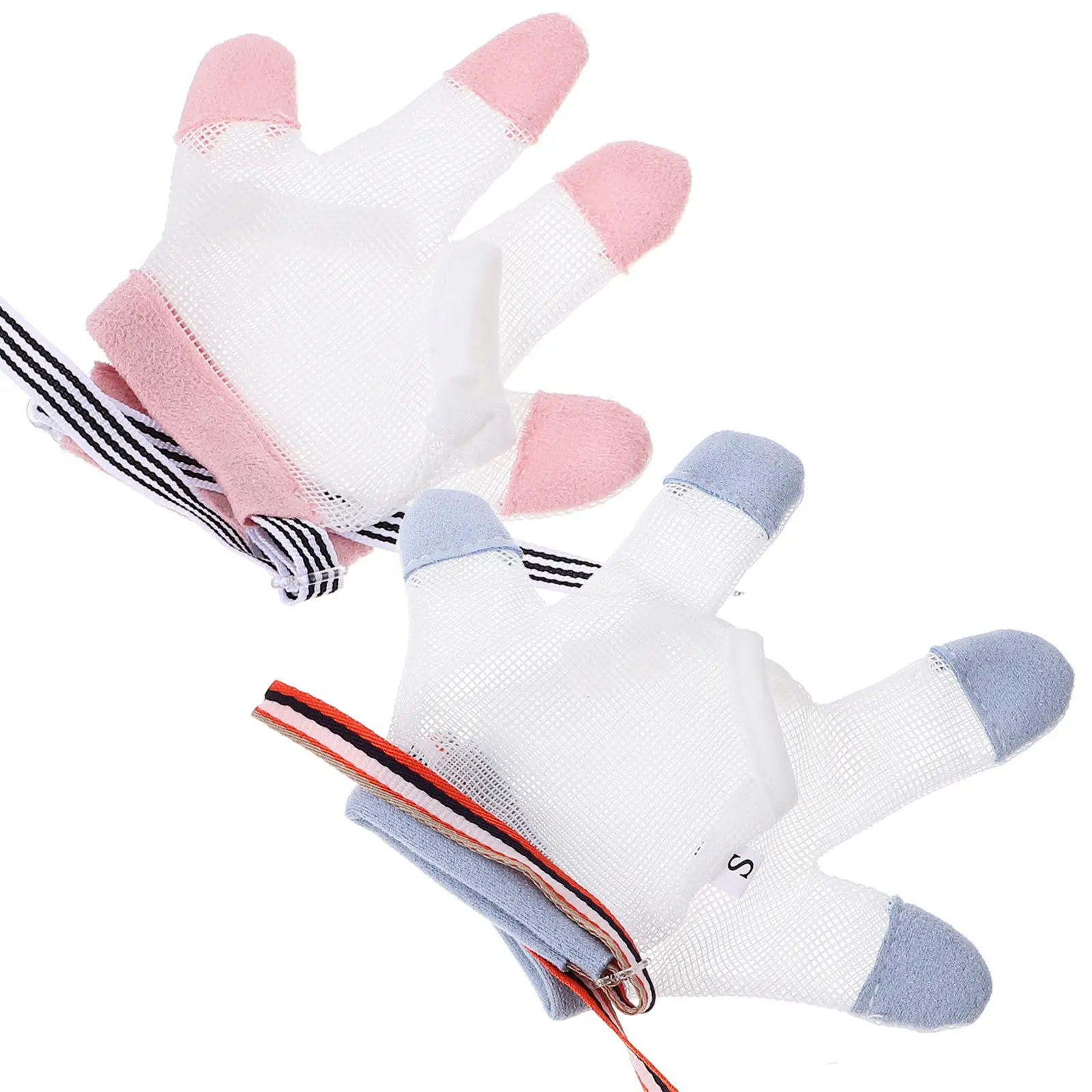 

2 пары перчаток для предотвращения сосания пальцев, дышащие защитные перчатки для младенцев, предотвращающие грызение ногтей, регулируемый размер, для предотвращения сосания пальцев у младенцев