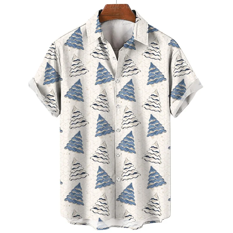 Charming Christmas pattern neutral short sleeved shirt, bringing you a comfortable wearing experience