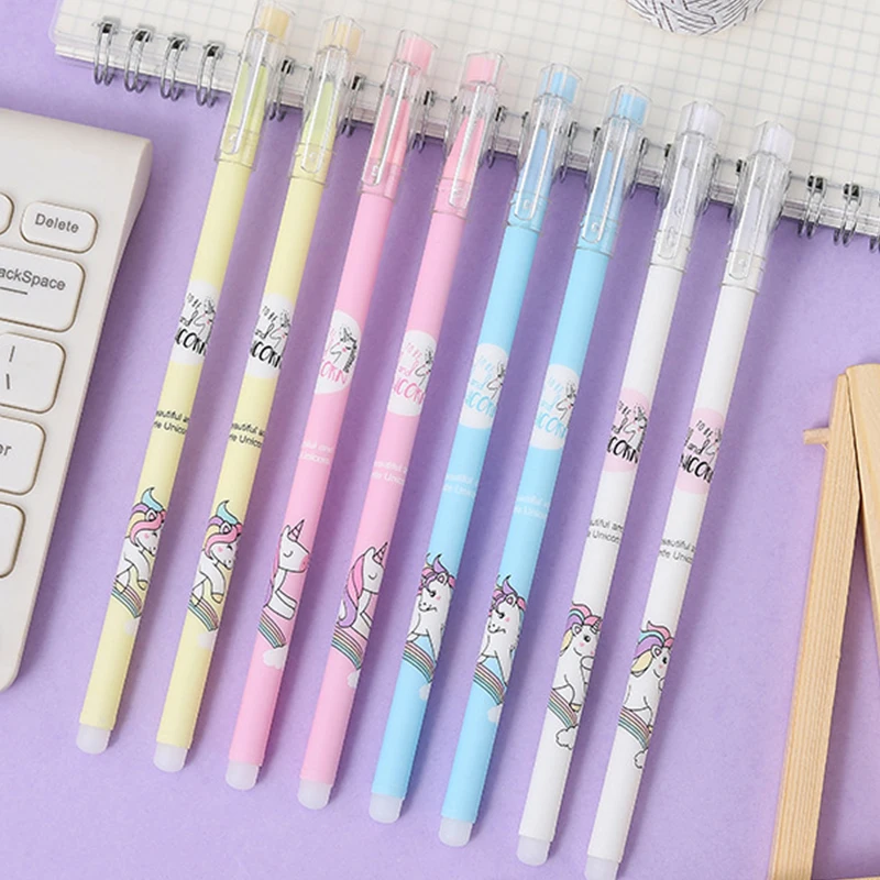 6Pcs/Pack Cute Unicorn Animal Erasable Black Blue Ink Gel Pen 0.5mm Washable Magic Erasable Pens kids stationery gift