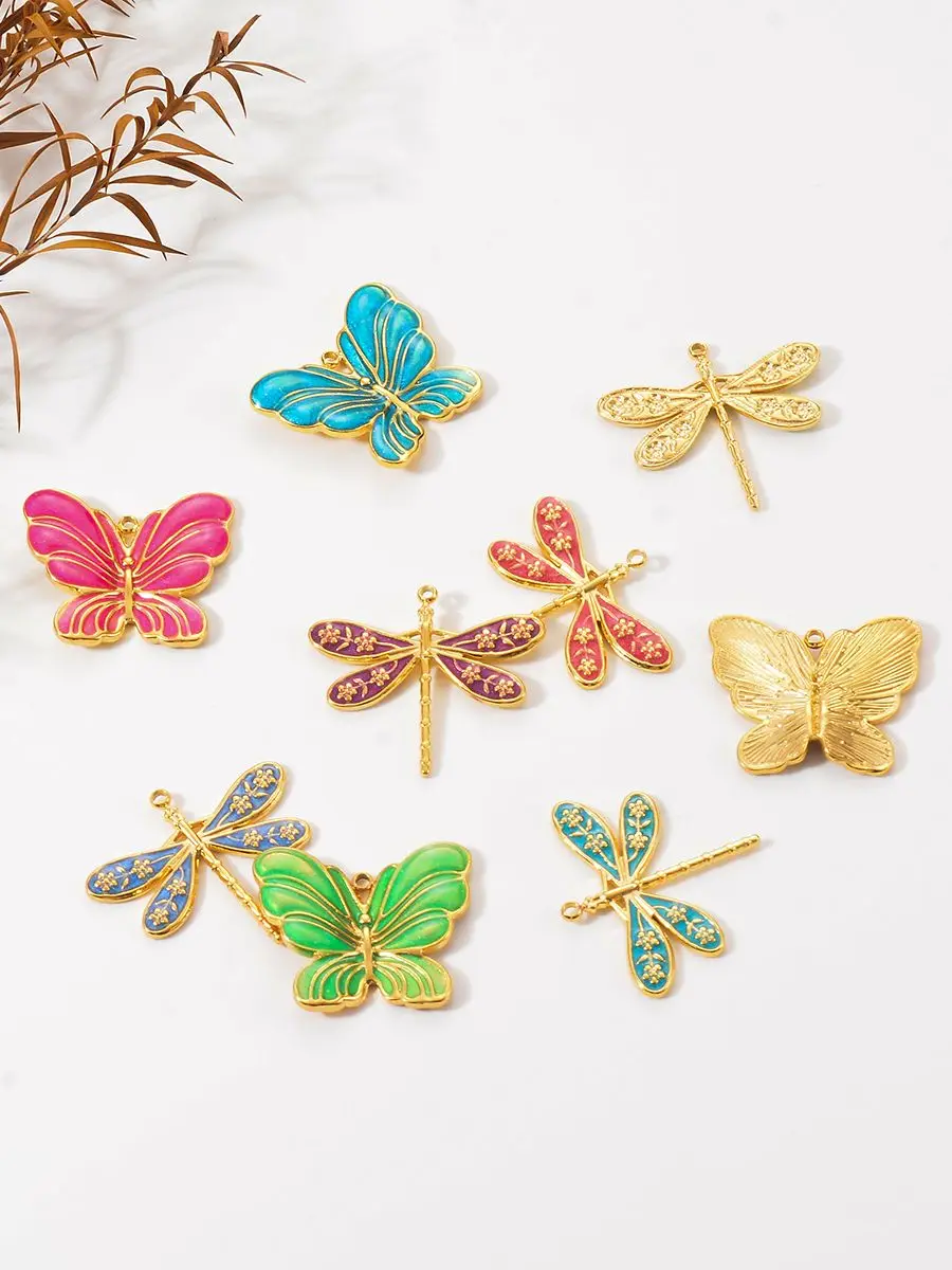2 Stück Emaille Edelstahl Libelle Schmetterling Charms liefert für DIY hand gefertigte Ohrringe Halskette Schmuck machen Ergebnisse – Detail 5