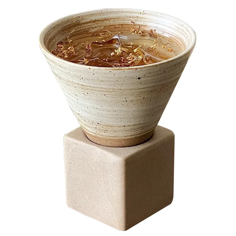 Medieval handmade ceramic cup funnel-shaped coarse pottery mug creative niche cold brew cup teacup