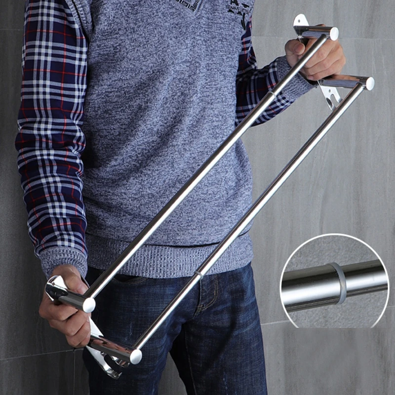 Stretchable Stainless Steel Towel Bar 3-Tier Flexable Wall Mount Bathroom Rack