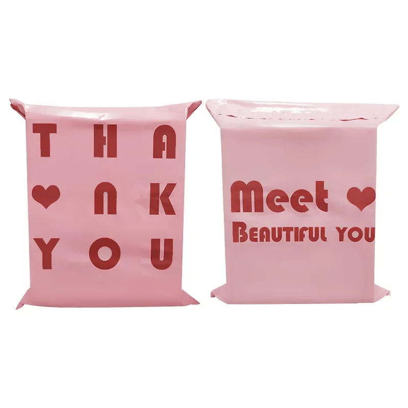 20Pcs Pink Thank You Courier Bag Express Mailing Pouch Shipping Packaging Bags for Store Self Seal Clothing Courier Parcel