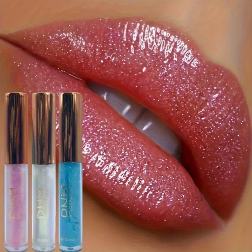 Holographic Lip Gloss Set - 6 Colors, Volumizing Shimmer Effect, Long-Lasting Liquid Lip Stain for Adults, All Skin Types